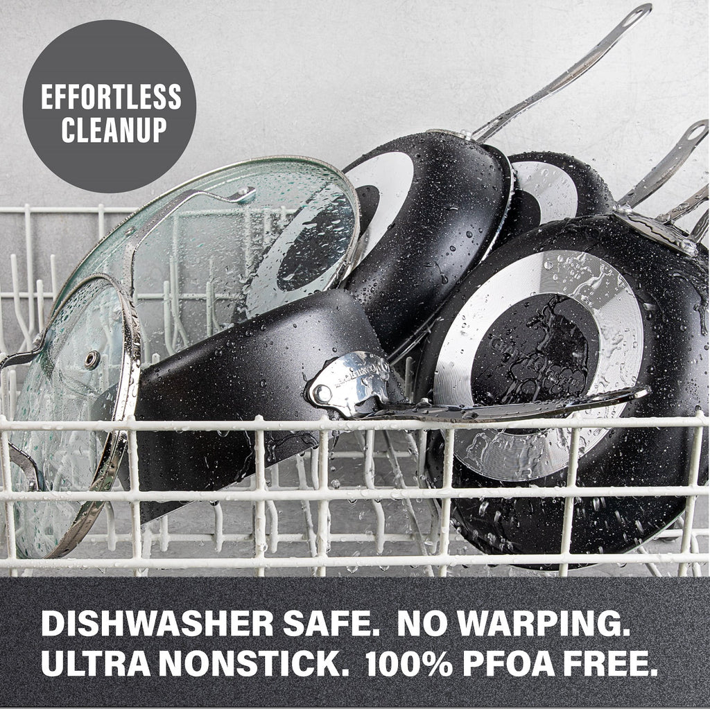 15 Piece Non-stick Black Pots and Pans Cookware Set B739