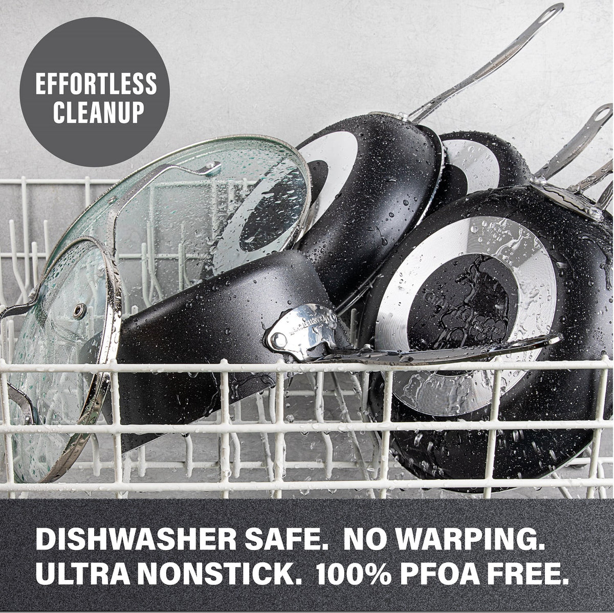 15 Piece Non-stick Black Pots and Pans Cookware Set B739