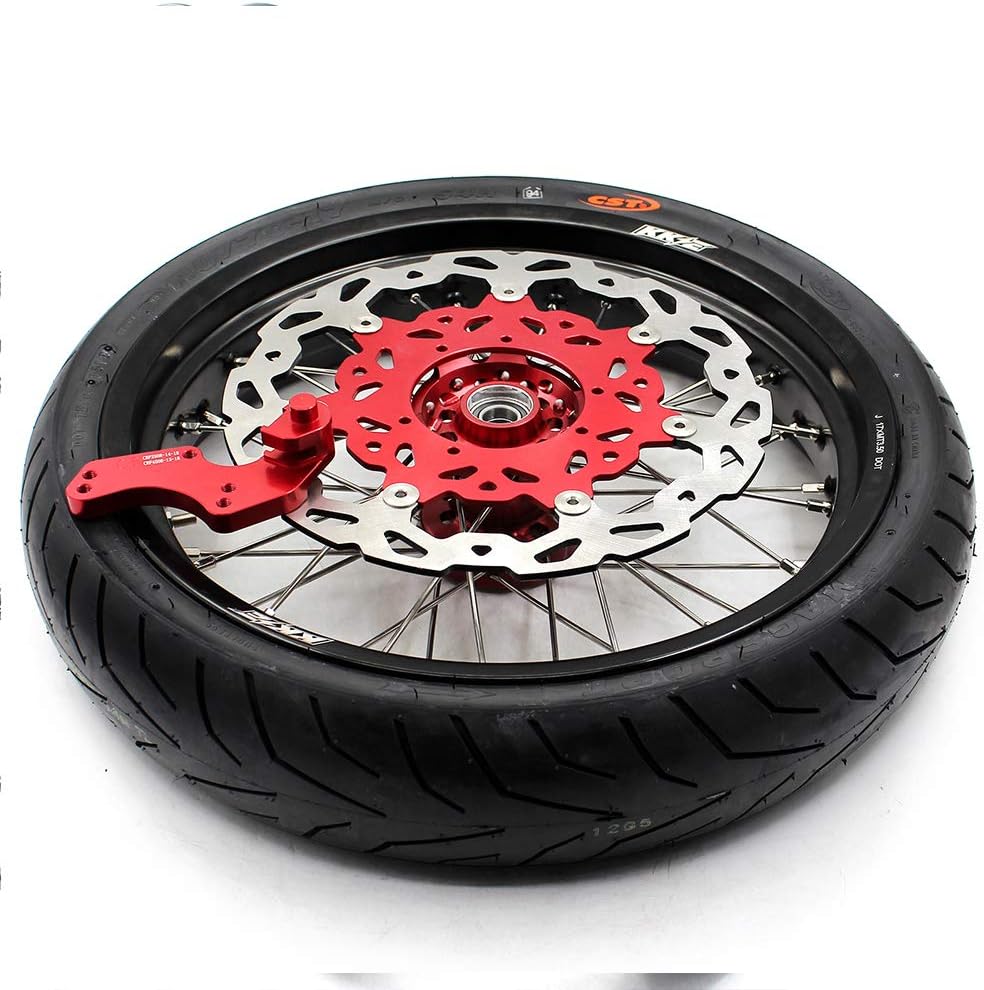 Red Hub Supermoto Wheels with CST Tires P730