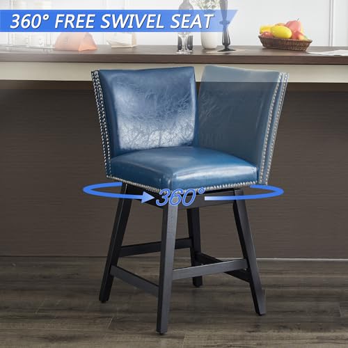 White Upholstered Swivel Bar Stools Set of 2 V321