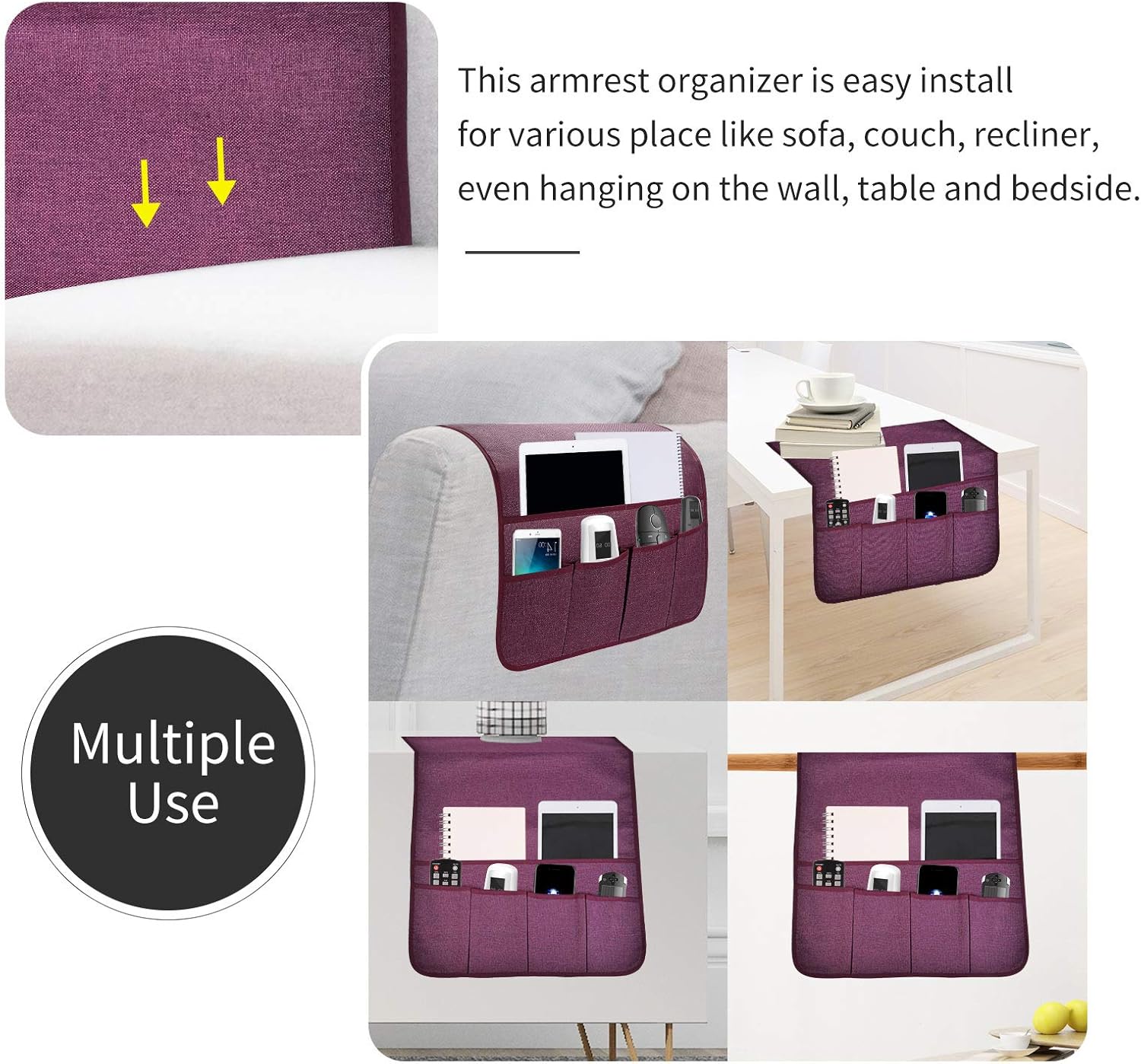 Sofa Armrest Organizer with 6 Pockets M313