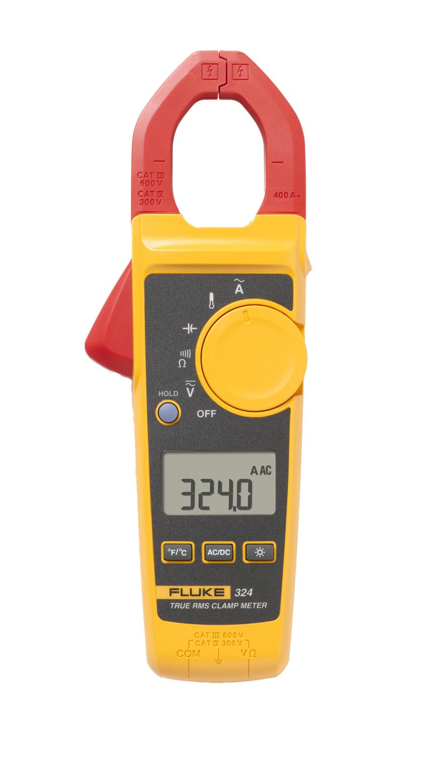 True-RMS Clamp Meter with Temperature & Capacitance, AC Current Up To 400 A, AC/DC Voltage Up to 600 V, Backlit Display, Resistance Up To 4000 Ohms D132