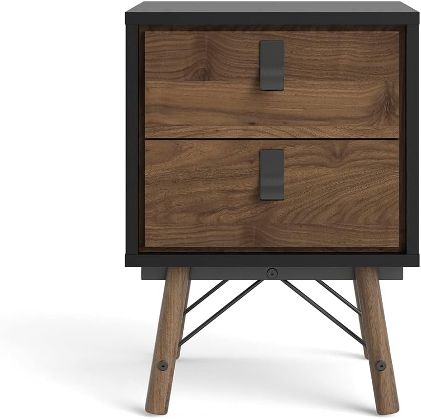 Black Matte 2 Drawer Nightstand V775173