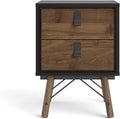 Black Matte 2 Drawer Nightstand V775173