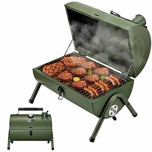 Adjustable Portable Charcoal Grill Metal Small BBQ Smoker P51896