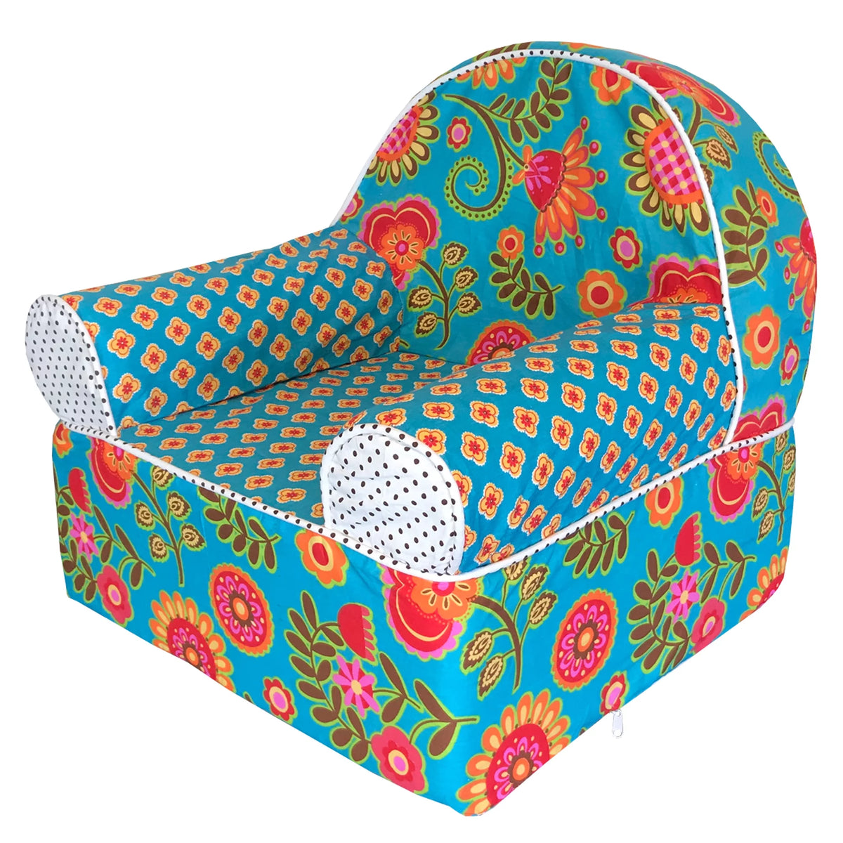 Turquoise Orange Multi Color Floral Dot Foam Chair D772