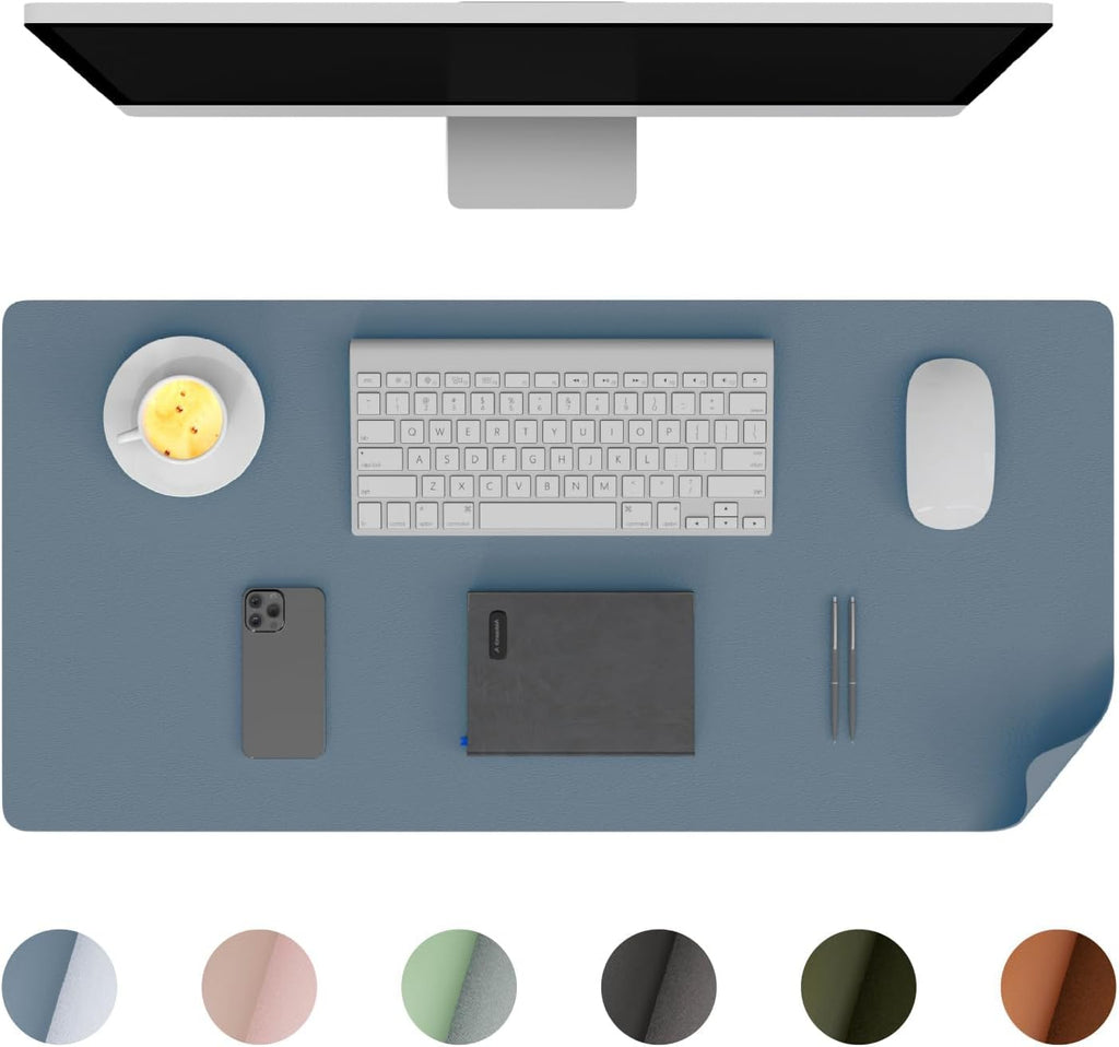 Azure Blue 35.4''x16.9'' Waterproof PU Leather Desk Pad P658