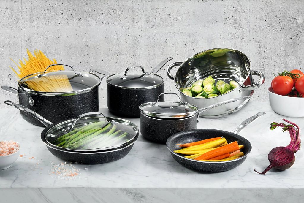 15 Piece Non-stick Black Pots and Pans Cookware Set B739