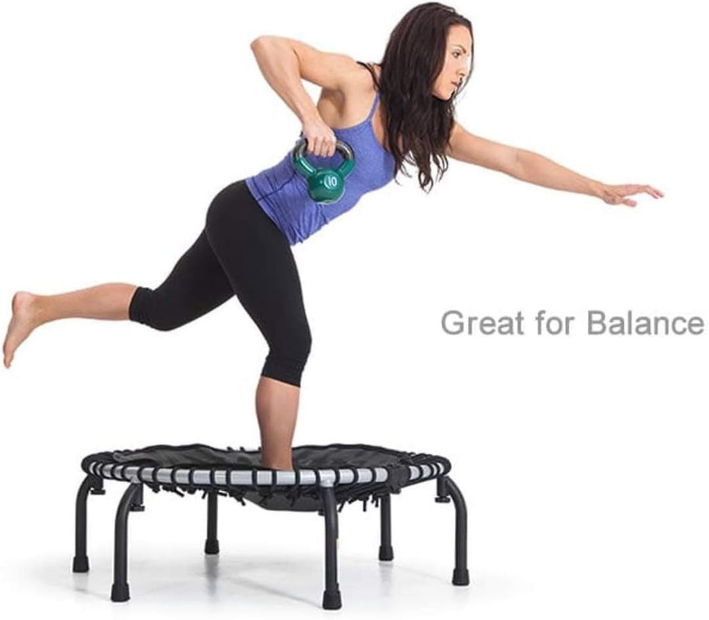 Black 39-Inch Fitness Rebounder Trampoline with Steel Handle Bar Z288