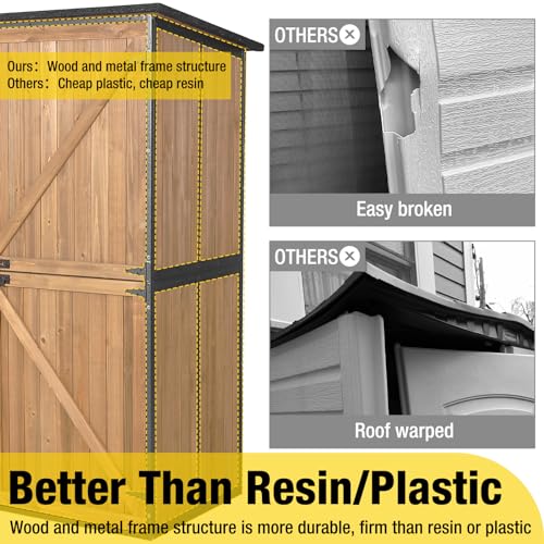Outdoor Storage Shed with Metal Frame and Adjustable Shelfs (Brown) Z856