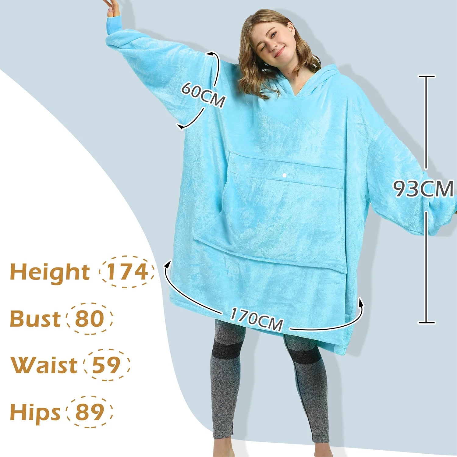 Blue Hooded Fleece Sweatshirt L6114