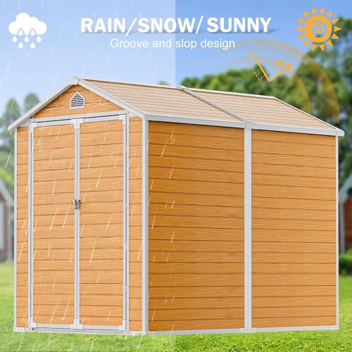 8x6 Feet Resin Storage Shed with Floor, Dove Grey F449
