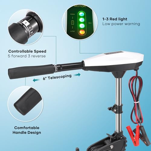 55lb Thrust 8 Speed Electric Outboard Motor with 30'' Shaft N3423
