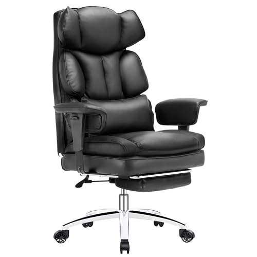 Black PU Leather Ergonomic Desk Chair with Footrest E15294