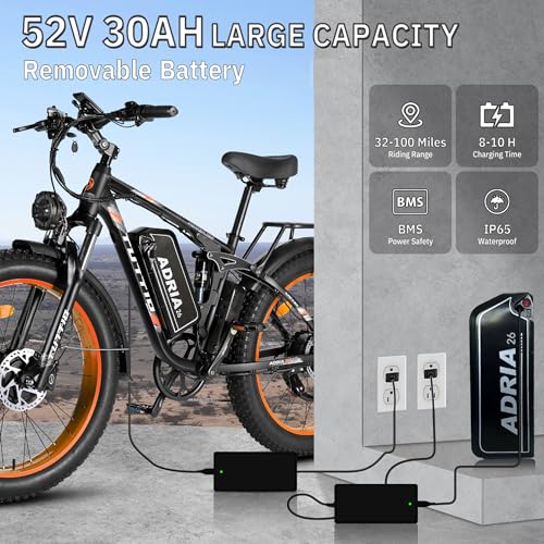 52V 30AH 26" Fat Tire Full Suspension Electric Mountain Bike L14695