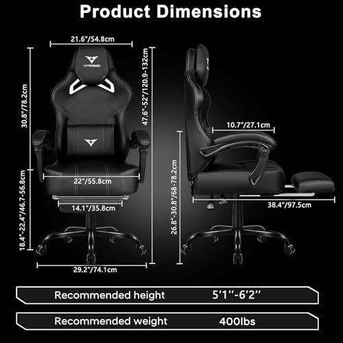Big and Tall Gaming Chair with Footrest, Ergonomic Computer Chair (Black+Red) S5500