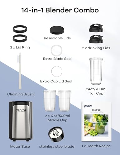 14Pcs Personal Blender with 3 Portable Cups K95842