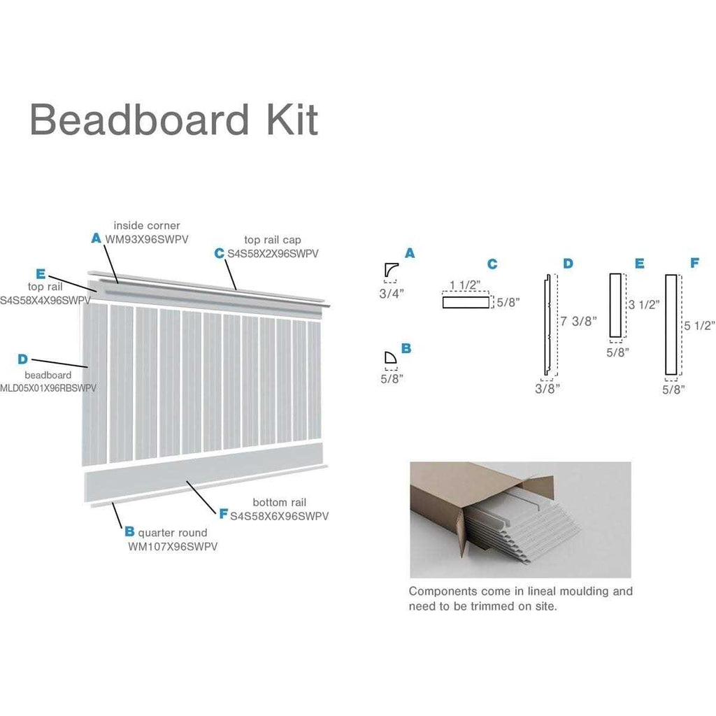 8′ Length PVC Wainscoting Kit E6434