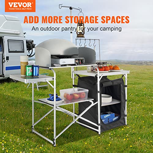 Brown Aluminum Folding Camping Kitchen Table with Storage Carrying Bag B147501