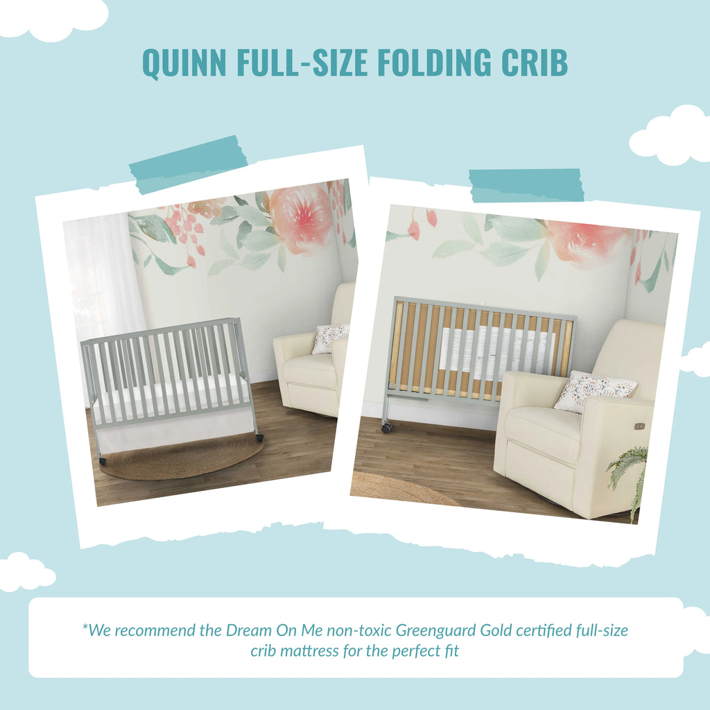 Cool Grey Full-Size Folding Crib Z252
