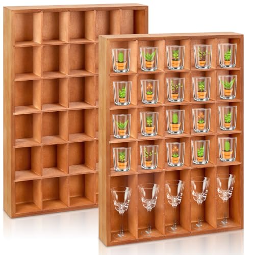 Black 2PCS Wood Shot Glass Display Case R43014