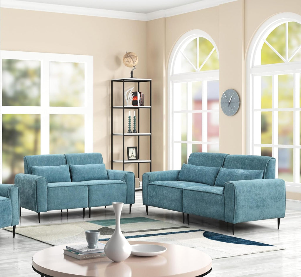 Blue Chenille Sofa Loveseat Set H44735