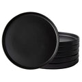 Ceramic Dinner Plates Set of 6, 10.0 Inch Matte Black Stoneware Q532867