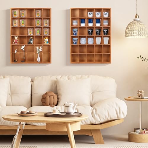 Black 2PCS Wood Shot Glass Display Case R43014