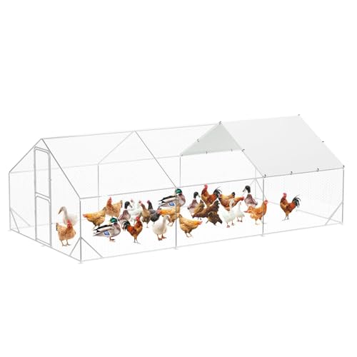 Large Metal Chicken Coop with Waterproof Cover 9.8 x 13.1 x 6.6ft H280