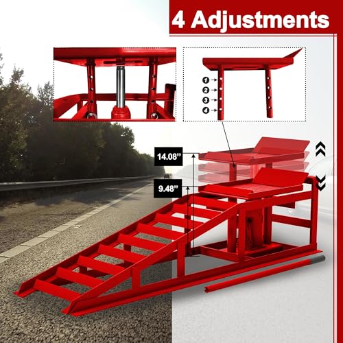 2 Pack Hydraulic Car Ramps 5T 10000lbs Low Profile Lift Height 11.61-16.21 Inches J584157