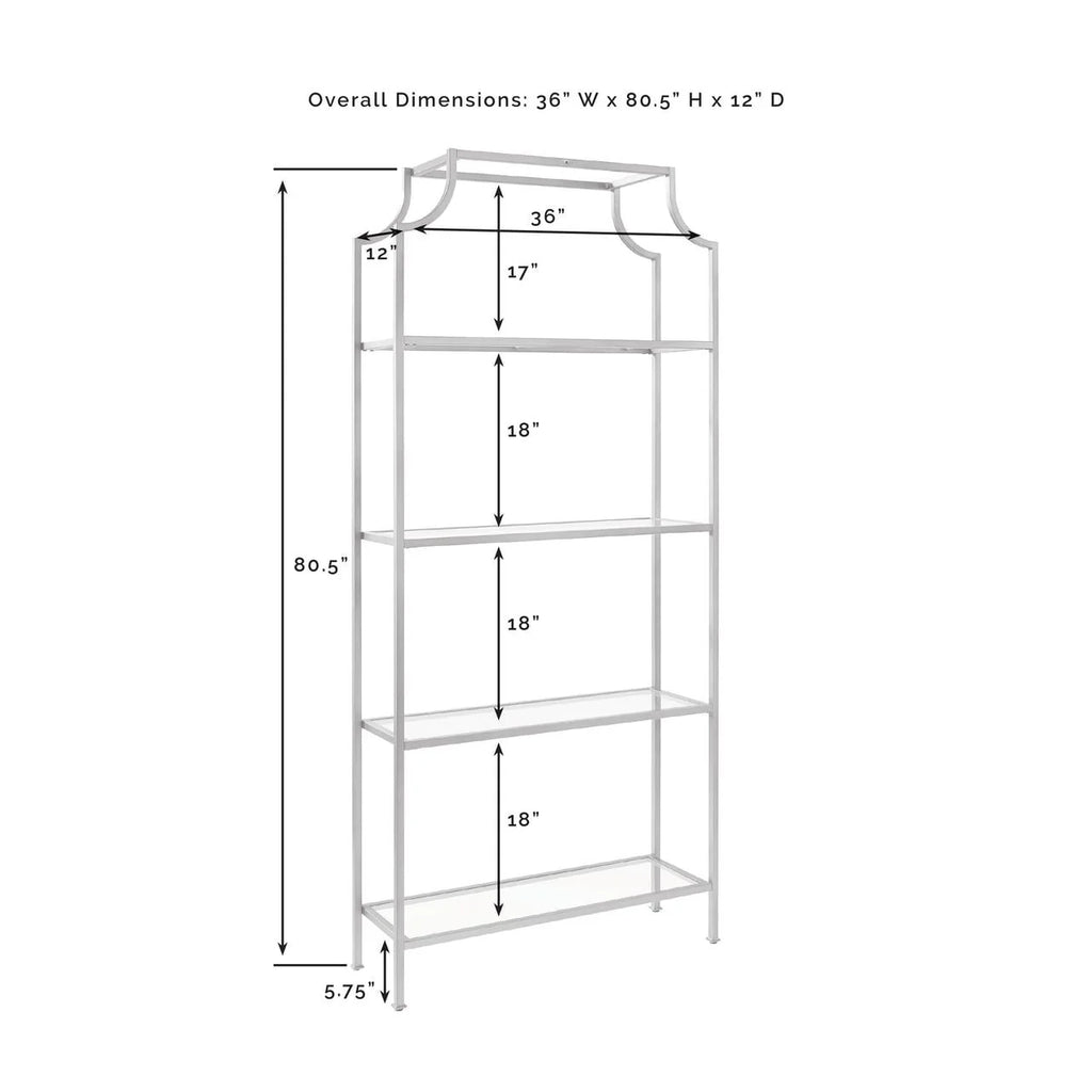Antique Gold 4 Shelf Glass Metal Etagere Bookcase P6253