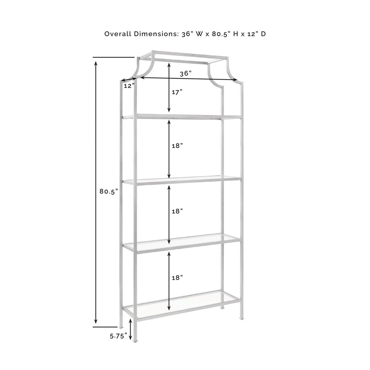 Antique Gold 4 Shelf Glass Metal Etagere Bookcase P6253