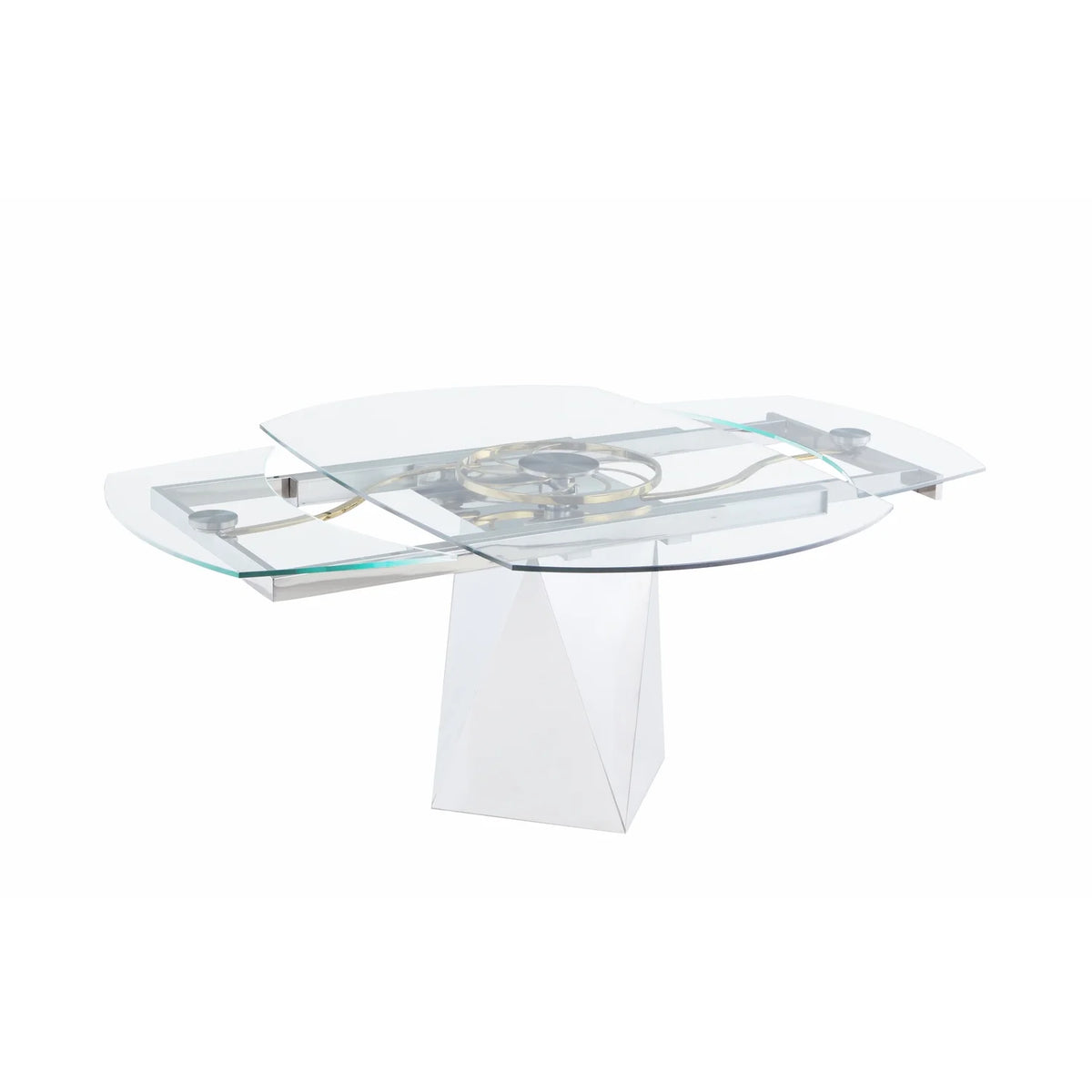Steel and Glass Motion-Extendable Dining Table W77465