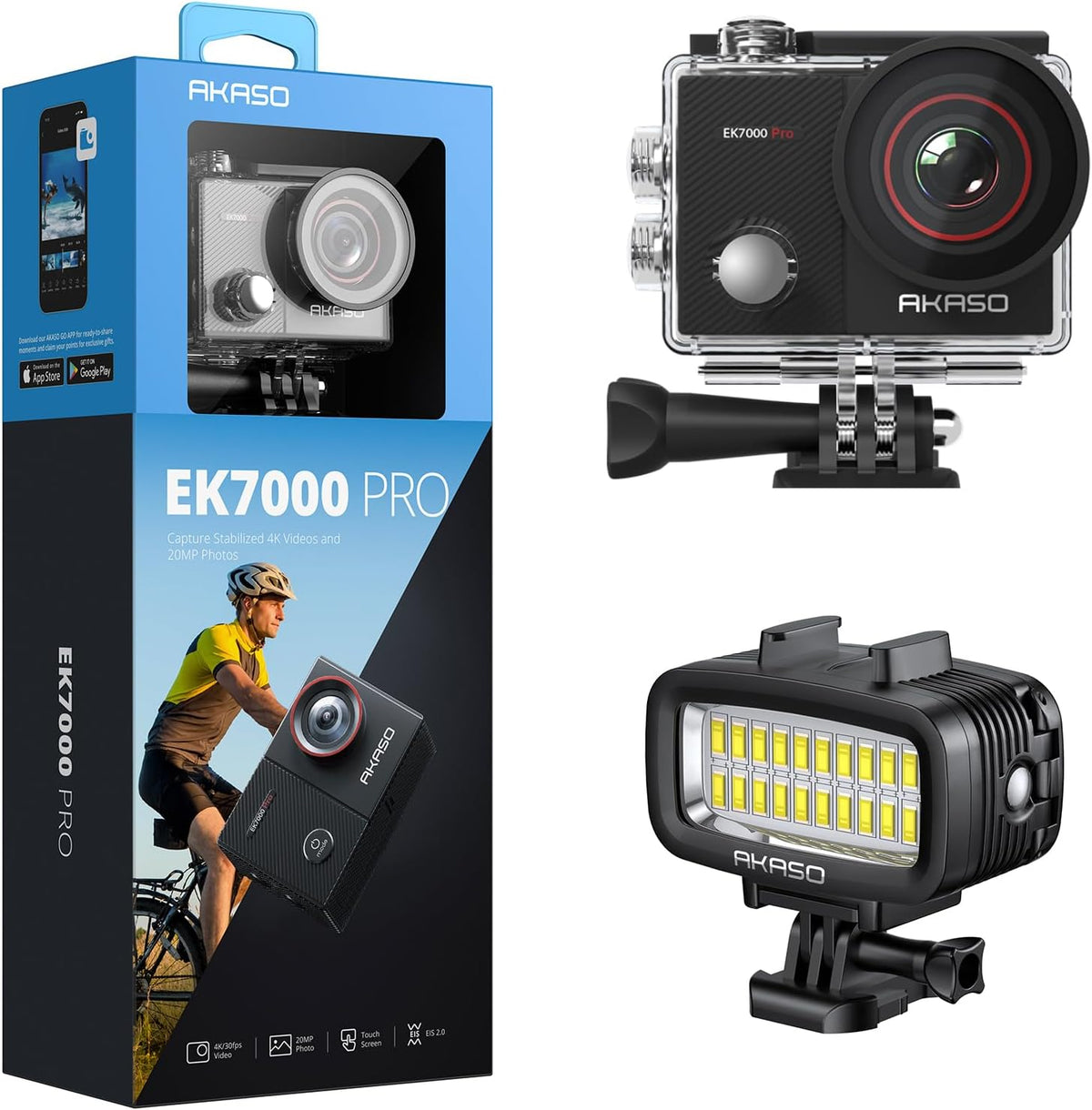 4K30FPS 20MP WiFi Action Camera Waterproof Diving Light O976