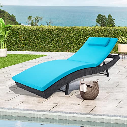 Outdoor Reclining PE Rattan Steel Frame Chaise Lounge Chairs Set of 2 K682
