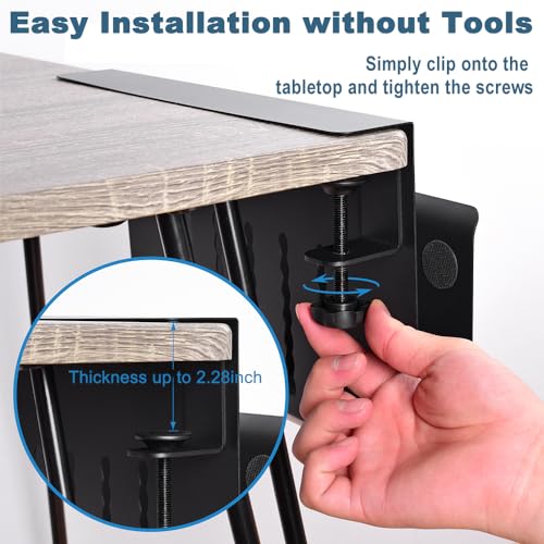 Black Clamp On Under Desk Laptop Holder with Magnetic Pen Holder A96706