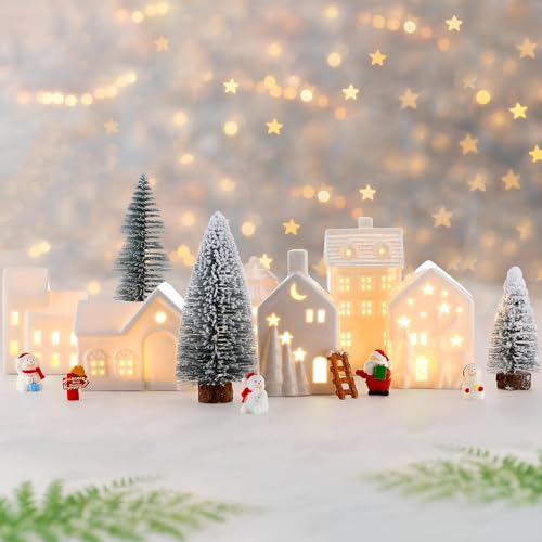 16 Pcs LED Ceramic Christmas Village Set O7686