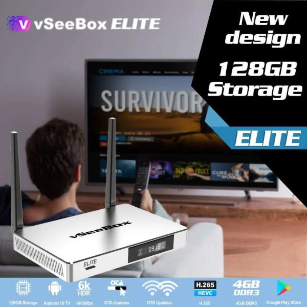 Smart Android TV Box with Voice Remote Control, Backlit Mini Keyboard and 8K HDMI Cable (4G RAM+ 128G ROM) K2533