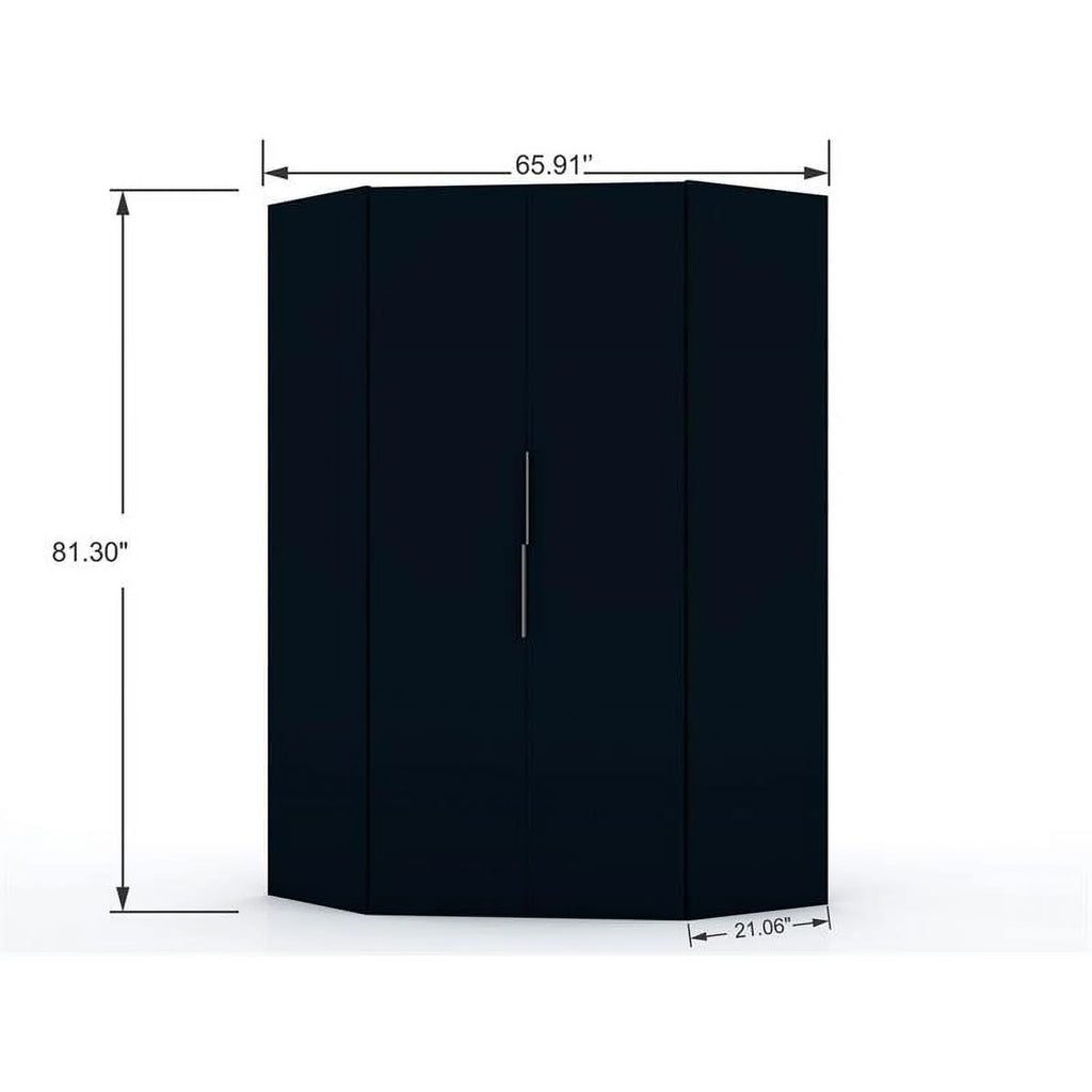 Midnight Blue Wood Corner Wardrobe Closet L7894