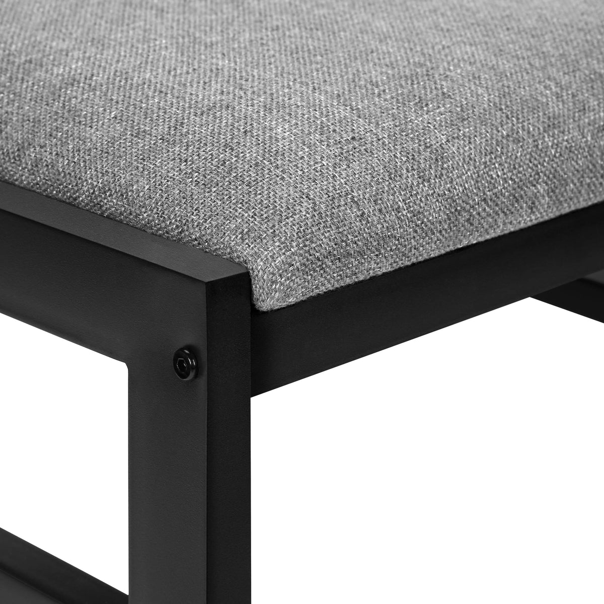 Gray 3pcs Drop Leaf Dining Table Set with Black Metal W49633