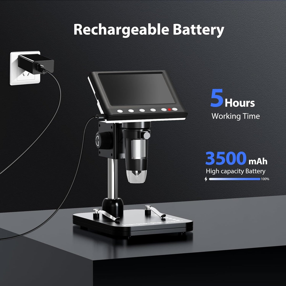 4.3'' IPS 1000X Magnification Digital Microscope with 8 Adjustable LEDs I85284