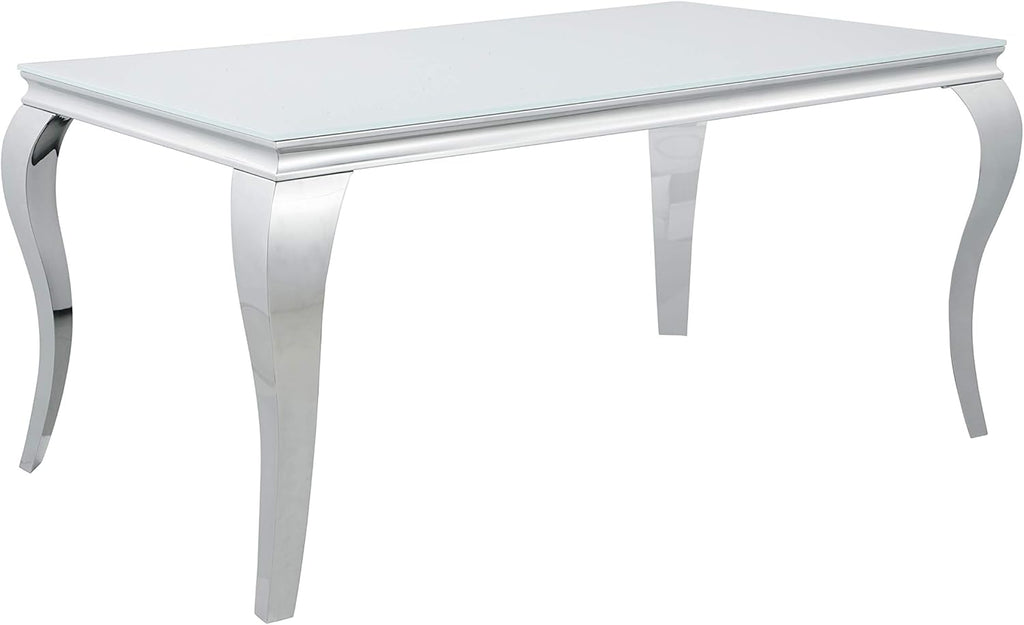 Glass Top White Chrome Dining Table K5303