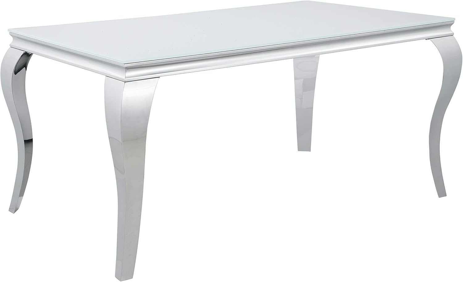 Glass Top White Chrome Dining Table K5303