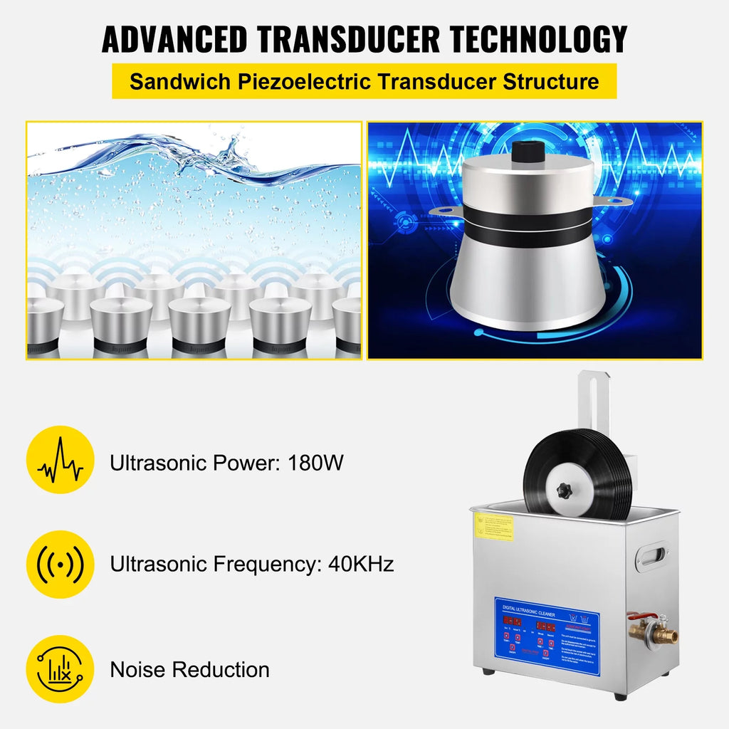 Ultrasonic Cleaner 6L Stainless Steel 200w A920