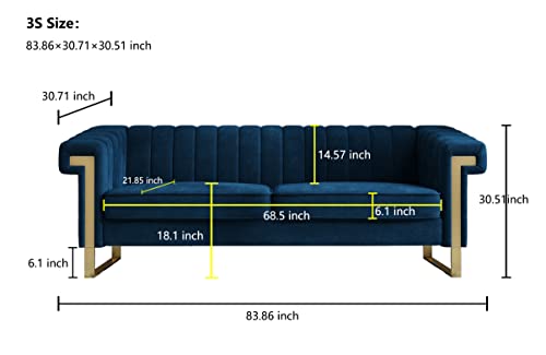 Blue Velvet 3 Seat Couch Sofa O151953
