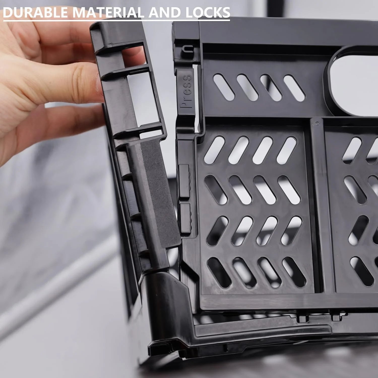 4-Pack Plastic Foldable Storage Crates, 20L, Black K2072
