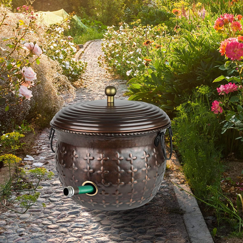 Antique Green Finish Lattice Steel Garden Hose Storage Holder 17 x 11.5 inches R278816