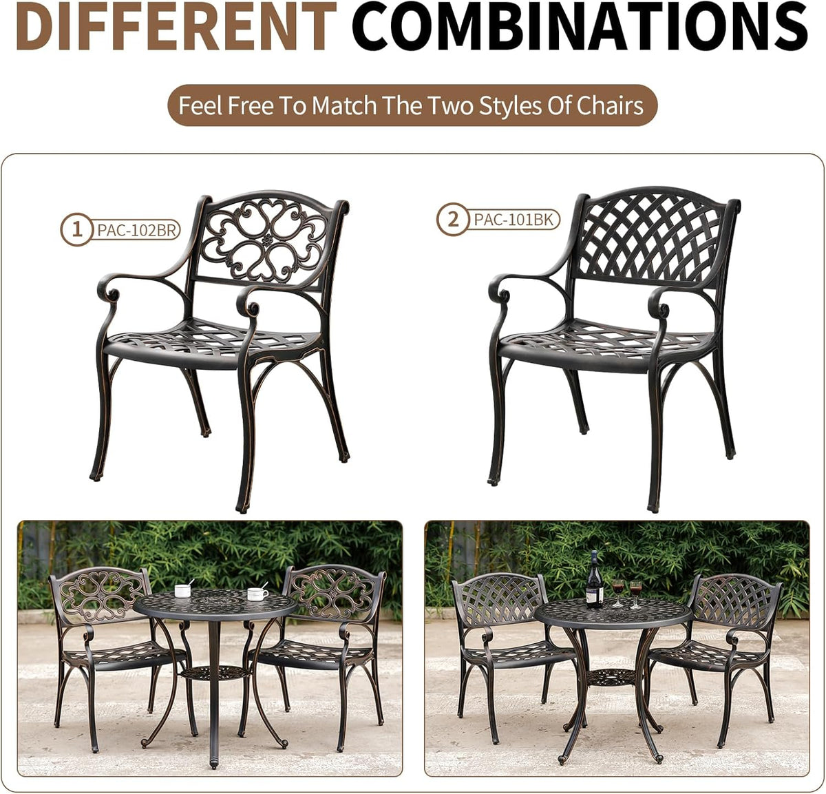 Black Metal Round Patio Dining Table with Umbrella Hole G1118
