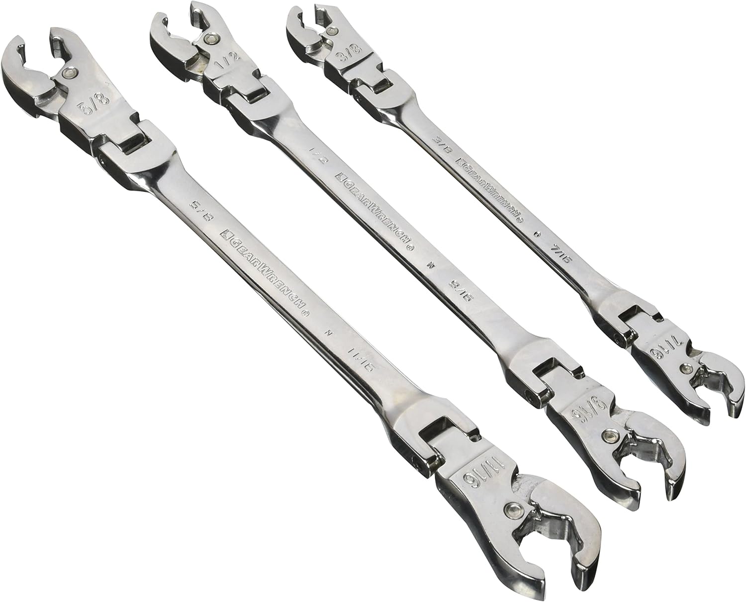 5 Pc. Ratcheting Flex Head Flare Nut Wrench Set, SAE Y322971