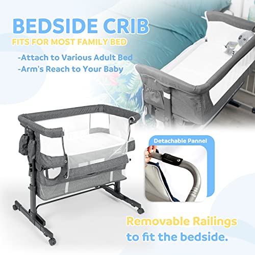 Grey 3 in 1 Baby Bassinet with Mesh Wall G669